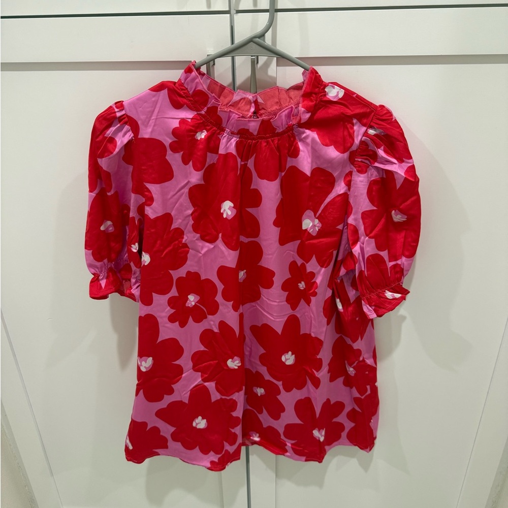 Floral Red and Pink Top